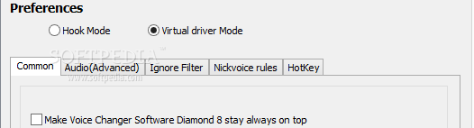 Showing the Voice Changer program settings